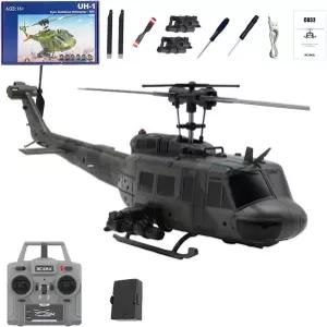 C032 UH-1 휴이 RC 헬리콥터 1/48 스케일 6채널 브러시리스 광학 흐름 위치 원클릭 역비행 및 자이로