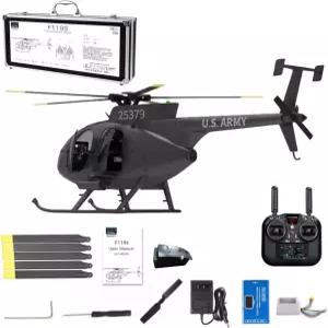 GPS가 장착된 F119S MD500 리틀 버드 RC 헬리콥터 1/16 스케일 9CH 군용 항공기 광학 흐름 조절 가능한