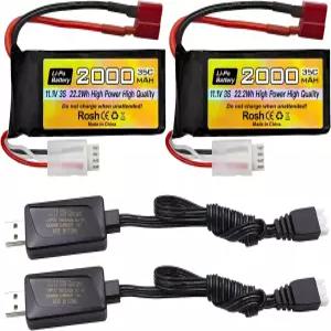 RC카 트럭 보트 드론 쿼드콥터 헬리콥터 FPV 배터리에 적합한 T 플러그 및 USB 충전 케이블이 장착된 해상