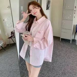 여리여리 러블리 핑크 스프 오버핏 귀여운 자수셔츠3253