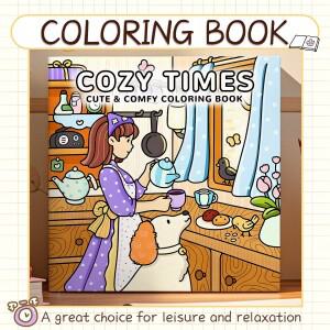 COZY TIMES 성인용 컬러링북 귀엽고 편안한 일상 패턴 스트레스 해소 레저 아트 드로잉북 이상적인 축제