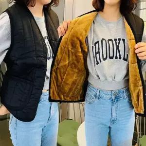 융털 누빙 안감 외투 퍼조끼 루즈핏 여자겨울 사무실 누빔패딩 누빔베스트 후끈