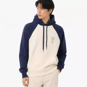 아미 26SS 드 꾀흐 니트 패치 박시 핏 후드티 USW782 747 A027)