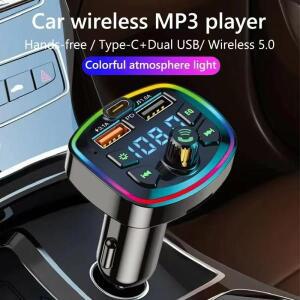 블루투스 5.0을 탑재한 FM 송신기  3.1A 듀얼 USB PD  충전 MP3/TF/AUX 재생 지원.