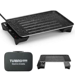 TURBRO EG13 휴대용 전기 그리들 저전력 300 600W T V 두꺼운 필름 빠른 가열 논스틱 그릴 스마트 NTC
