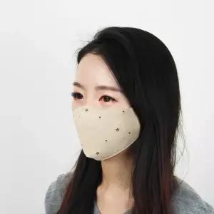 순면 3겹 필터 마스크 빨아쓰는 마스크 별 베이지
