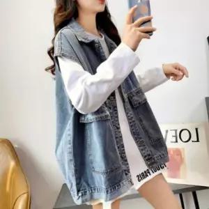 루즈핏 데님 청 조끼 오버핏으로 다양하게 활용 가능한 베스트