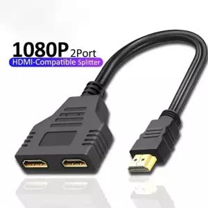 Y젠더 Y잭 이어폰 마이크 헤드셋 HDMI 호환 케이블 분배기 1080P 2 듀얼 포트 Y 1 In Out 어댑터 Lcd Tv Bo