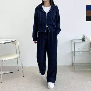 GAA FW1040W 여자 코듀로이 골덴 후드 집업 와이드 조거 트레이닝 세트