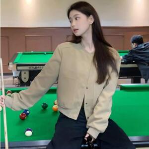 여성 빈티지 후드 쇼트 점퍼 코트 가을 캐주얼 야구복 트렌드