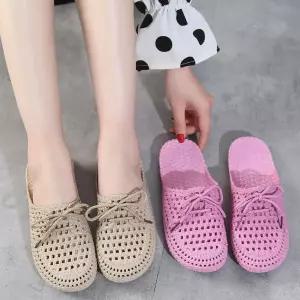 말랑한 펀칭 젤리 슈즈 여성 샌들 여름 사무실 슬리퍼 슬리퍼 실내화 사무실 여성 비치슈즈 여자