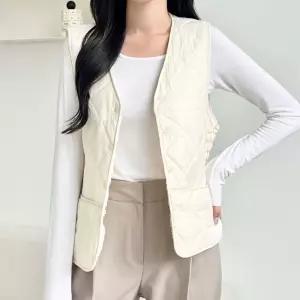 데일리 패션 겨울 여성 레이어드 베이직 아우터 타이브 안감 밍크 패딩조끼