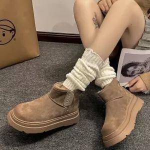 기모안감 플랫폼 미들부츠 겨울 방한 퍼부츠 여성 데일리슈즈