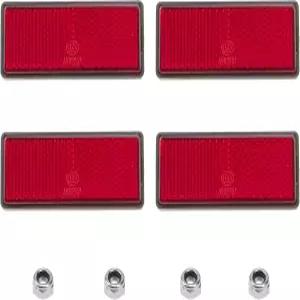 오토바이용 Rina 4Pcs 1.25인치 x 3.45인치 빨간색 직사각형 플라스틱 반사 경고 반사판