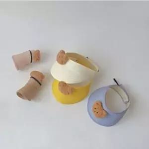 유아 아동 돌돌이 남아 키즈 썬캡 곰돌이 모자 인형 왕골