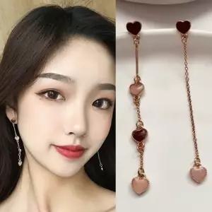 하트 큐빅 로즈골드 드롭 귀걸이 이어링 실버925 골드귀걸이 링귀걸이 은침 실버925