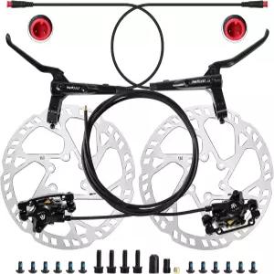 ZTZ eBike 유압 브레이크 세트 160mm 로터 2피스톤 2핀 파워오프 좌측 전면 우측 후면 전기 자전거
