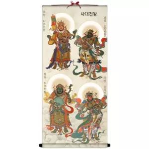 사천왕 사원 장식화 명화 그림 금강보살 불교 탱화 수호신상