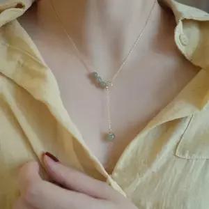 도금 비취 청옥 써지컬 언발런스 앞 목걸이