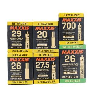 1pc 초경량 MAXXIS 26 자전거 내부 튜브 모든 Size16 20 27.5 29 AV FV Presta Stab 블로우 프루프 MTB 도