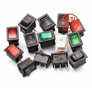 5pcs KCD1 21X15mm 3Pin 보트 로커 스위치 6A 250VAC 10A 푸시 버튼 검정색 빨간색 흰색
