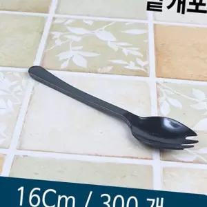 (올핀)스포크 16cm 검정 일회용 포크 300개