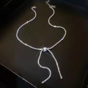 체인 초커목걸이 올 Y 크리스탈 초커 드롭 큐빅 테니스 목걸이 3mm