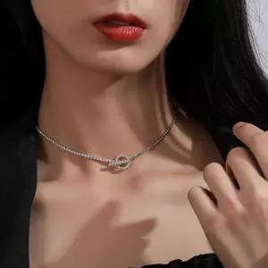 네크리스 초커목걸이 큐빅 초커 크리스탈 테니스 토글바 목걸이 올 3mm
