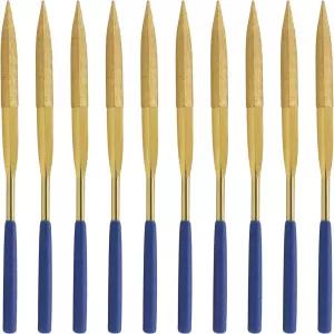 FOCMKEAS 다이아몬드 니들 파일 10개 4x160mm 바렛 150 그릿 정밀 작업용 티타늄 코팅 미니 금속 미니어처
