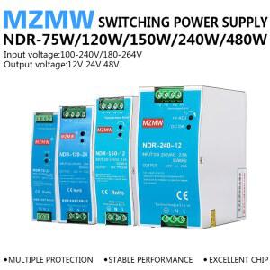 NDR 75W 120W 150W 240W 480W D N 레일 스위칭 전원 공급 장치 12V 24V 100 240v AC DC 산업용 변압기 Led 드라이버