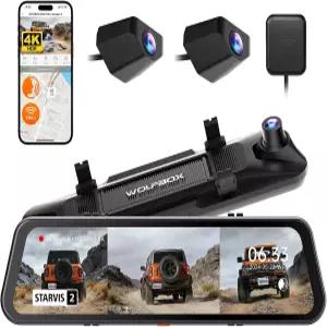 WOLFBOX G900 트라이프로 범퍼N 3채널 4K 미러 대시캠 4K+25K+1080P 전면 후방 및 카메라 8MP 스타비스 2