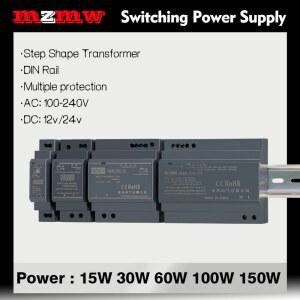 MZMW D N 레일 스위칭 전원 공급 장치 HDR 시리즈 15W 30W 60W 100W 150W AC/DC 12V 24V 슬림 스텝 모양 변압기 산업용 SMPS