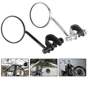 오토바이 핸들 바 후면보기 미러 Harley SR400 Chopper Cruiser Cafe Racer 용 라운드 볼록 클립 온 레트로