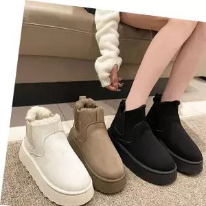 5CM 스웨이드 털부츠 여성 통굽 3컬러 겨울