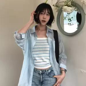 LAP 여성 니트나시 시스루 셔츠 세트 AS2EX420