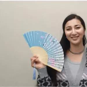 [하프클럽/]합죽선 부채 매화 그림 전통 무용용 검정색 한국 기념품