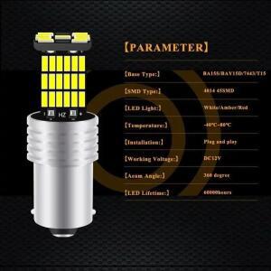2pcss P21W Ba15s 1156 LED 전구 화이트 램프 7443 자동차 방향지시등 브레이크 주차 조명