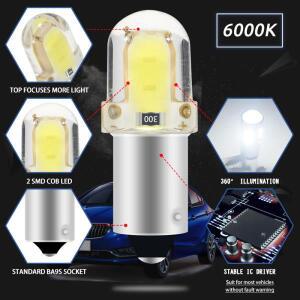 10X BA9S LED T4W H6W W5W 전구  COB 2SMD 자동차 인테리어 돔 독서 등 사이드 웨지 번호판 라이트 신호 램