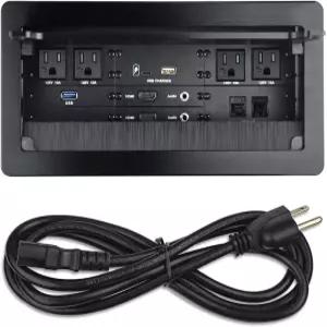4 AC 전원 2 HDMI 오디오 LAN 1 USB-A 충전기 3.0 데이터 회의실용 5.58피트 코드 포함 블랙