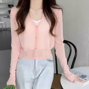여성 5컬러 시스루 가디건 WS-N01니트 루즈핏 브이넥 여름 망사 카디건