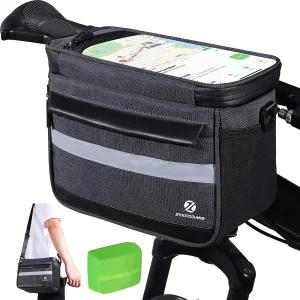 Zyxformis 자전거 핸들바 백 TPU 터치스크린 휴대폰 홀더가 있는 6L 사이클링 마운트 프론트 스쿠터 반사