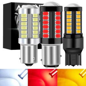 2X 1156 BA15S P21W T20 7443 LED 자동차 테일 전구 브레이크 역방향 DRL 신호 12V 24V