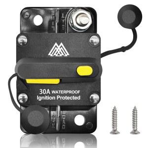 수동 리셋 자동차 마린 트롤링 모터 보트 RV ATV 12V-48VDC 방수 오디오 시스템이 장착된 30A 회로 차단 스위치 30A 방수 퓨즈 인라인 홀더