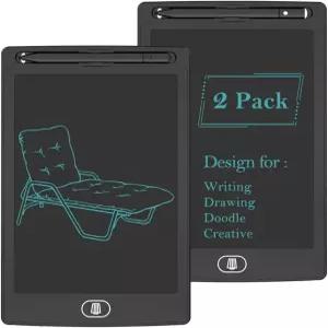 2팩 TIQUS LCD 필기 태블릿 패드 8.5인치 전자라이터 보드 및 가정 사무실 MeMO 노트 블랙
