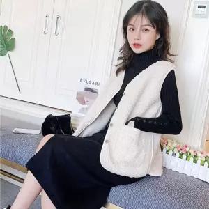 양털뽀글이기본조끼 136-000062여성뽀이 캐주얼 디자인 겨울 여자베스트 퍼베스트 심플 양포켓
