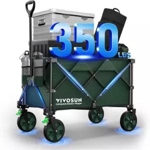 캠핑 정원 스포츠 피크닉 쇼핑을 위한 VIVOSUN 접이식 왜건 조용한 유니버설 휠 컵 홀더 및 사이드 포켓이