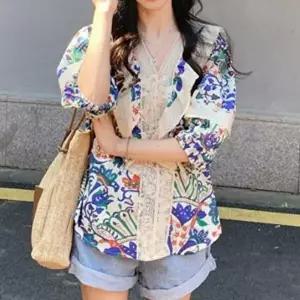 반팔블라우스 여성 브이넥 프릴 반팔 블라우스 예쁜 여름 기본 셔츠