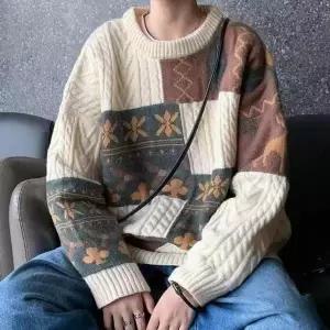 라운드넥 티셔츠 겨울 니트티 남자 스타일리시 오버핏 패션 남성 긴팔
