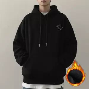 남녀공용 루즈핏 미니멀 기모 후드티긴팔 라운드 넥티 캐쥬얼 커플 후드 셔츠 편한셔츠