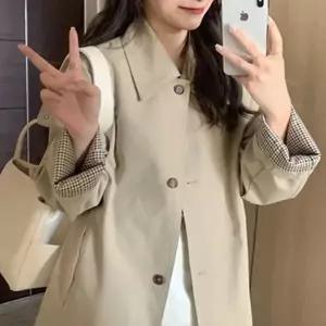 여성아우터 가을아우터 체크 트렌치코트 포인트 클래식 더블 DHH-L19